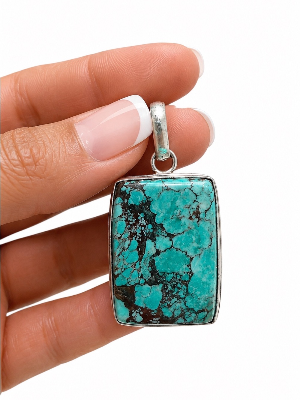 NEW 925 Sterling Silver Turquoise Matrix Pendant